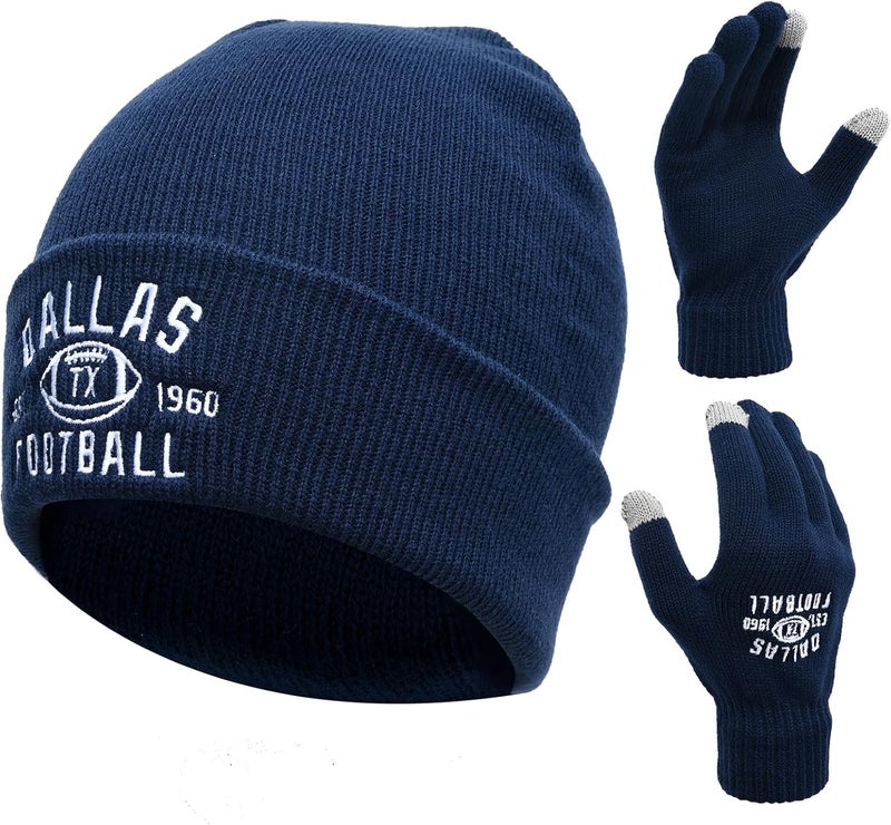 mtstaowe Vintage Classic Skull Cap Embroidery Beanie Fasion Hat Cuffed Winter Hat Knit Comes with Warm Gloves Gifts for Men Women Fans - Image 1